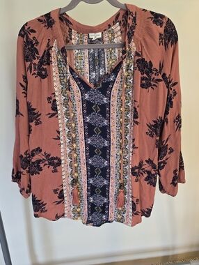Mason & Belle Floral Bohemian Peasant Top